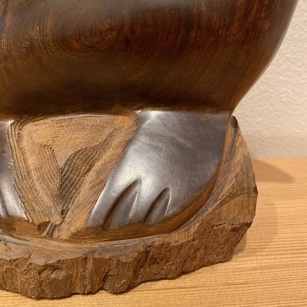 Wood Carved Seal 8" X 10" X 6" Dark Wood Unsigned Heavy - Picture 3 of 10